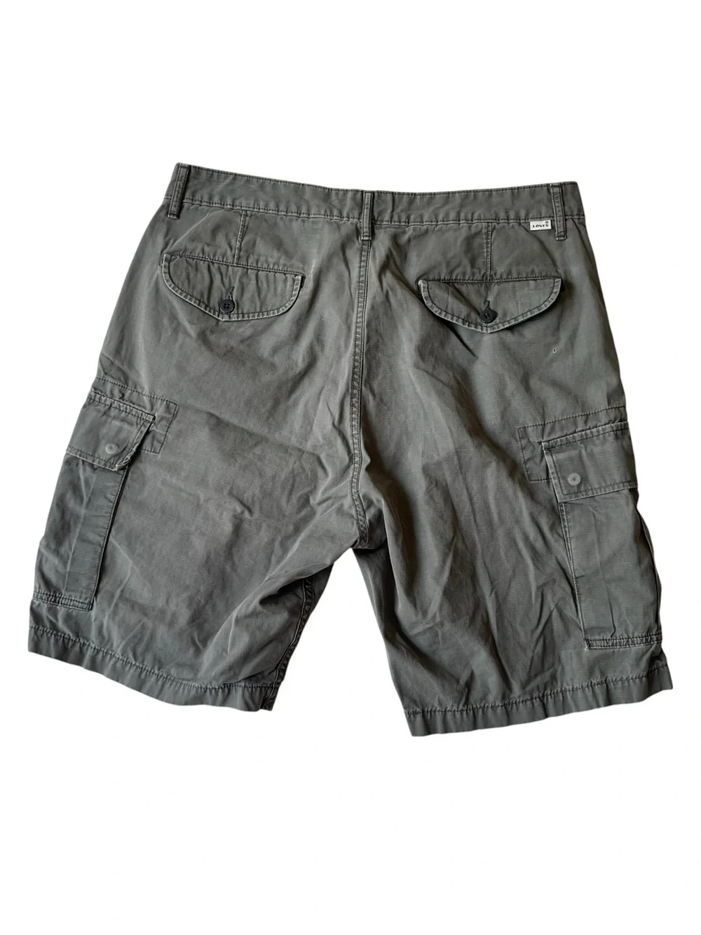 Levis Shorts Mens 34 Gray Cotton Cargo Utility Casual Distressed Skater Street
